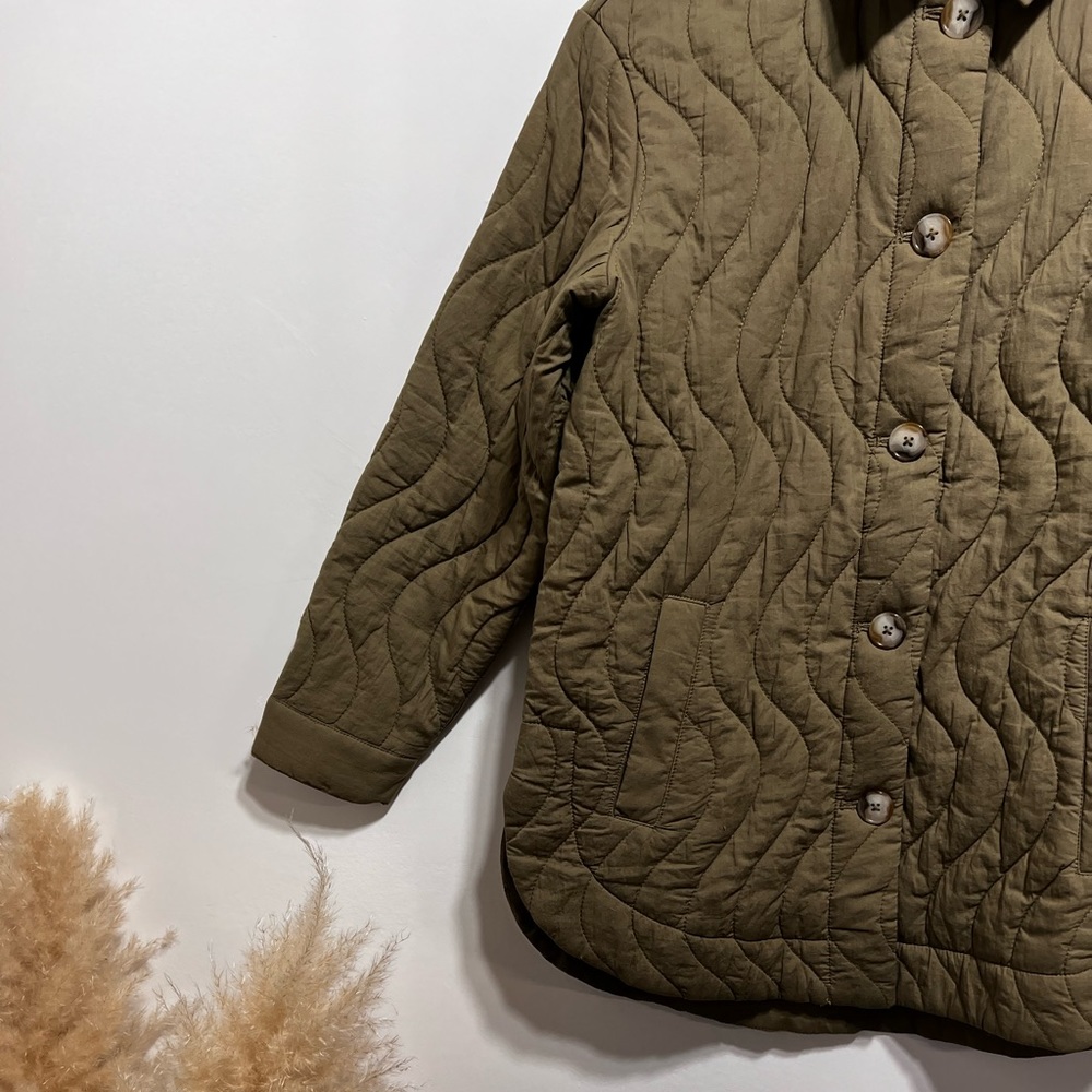 Madewell Quilted Belrose Shirt-Jacket Size XS in Military Green - Picture 6 of 9